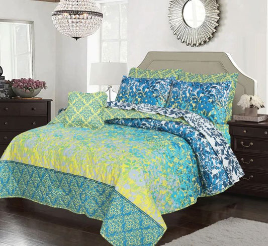 PESTAL GREEN QUILTED 7 PCS COMFORTER SET