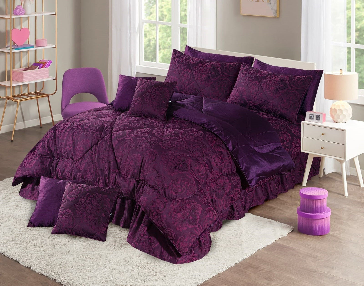 DEEP PURPLE QUILTED 10 Pcs RAZAI SET