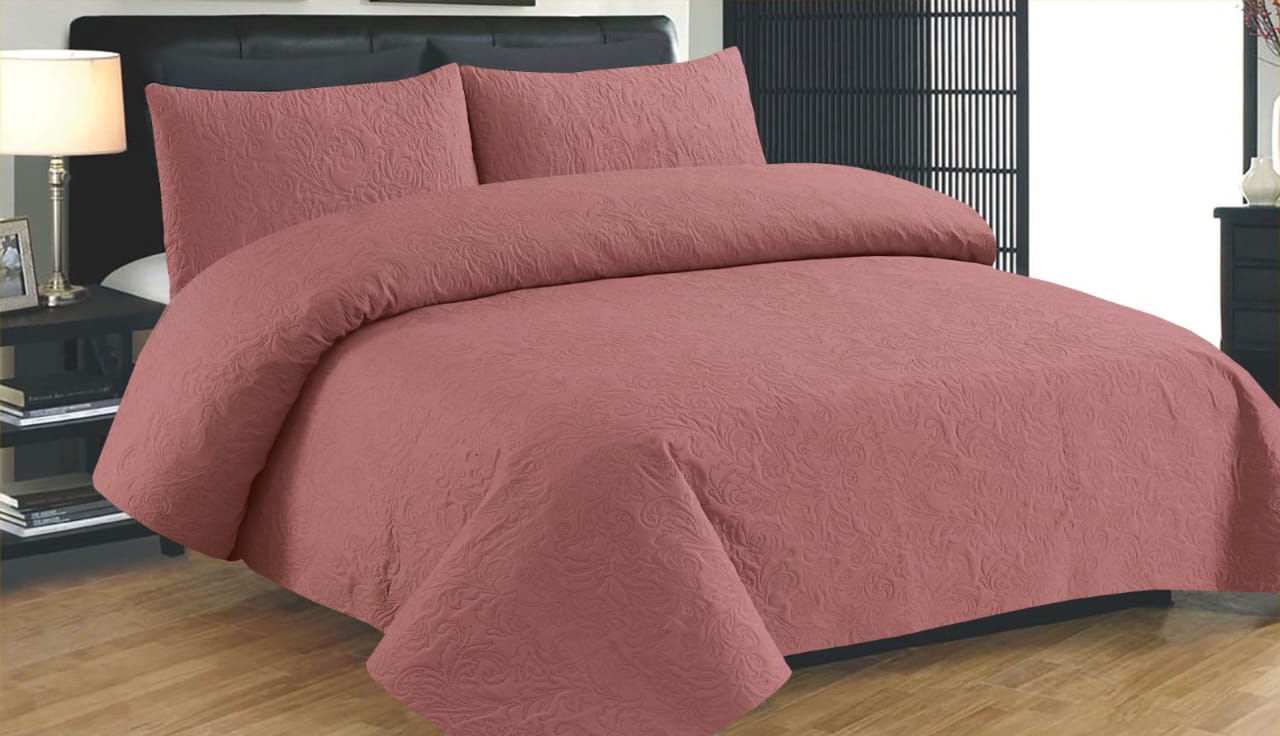 Pinkish Plain-Summer Bedspread Set( Light Filling)