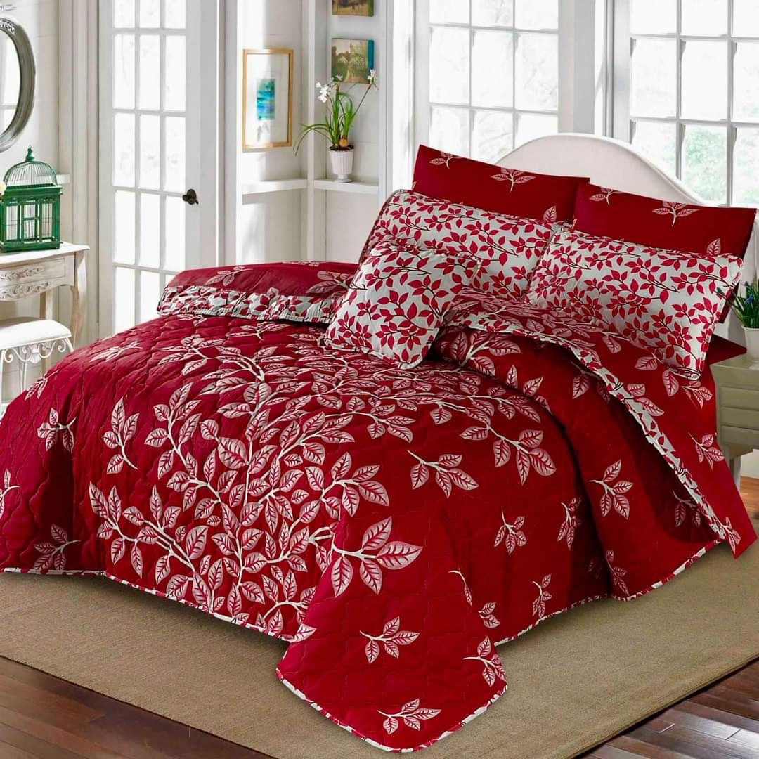 CARNELIAN RED QUILTED 7 Pcs COMFORTER SET