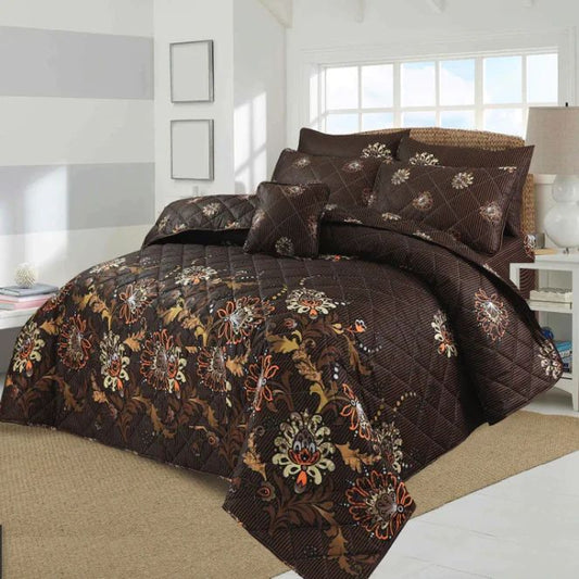 CHOCOLATE BROWN QUILTED 7 Pcs COMFORTER SET