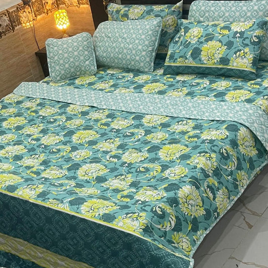 JADE GREEN QUILTED 7 PCS COMFORTER SET