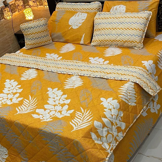 MUSTARD YELLOW QUILTED 7 PCS COMFORTER SET