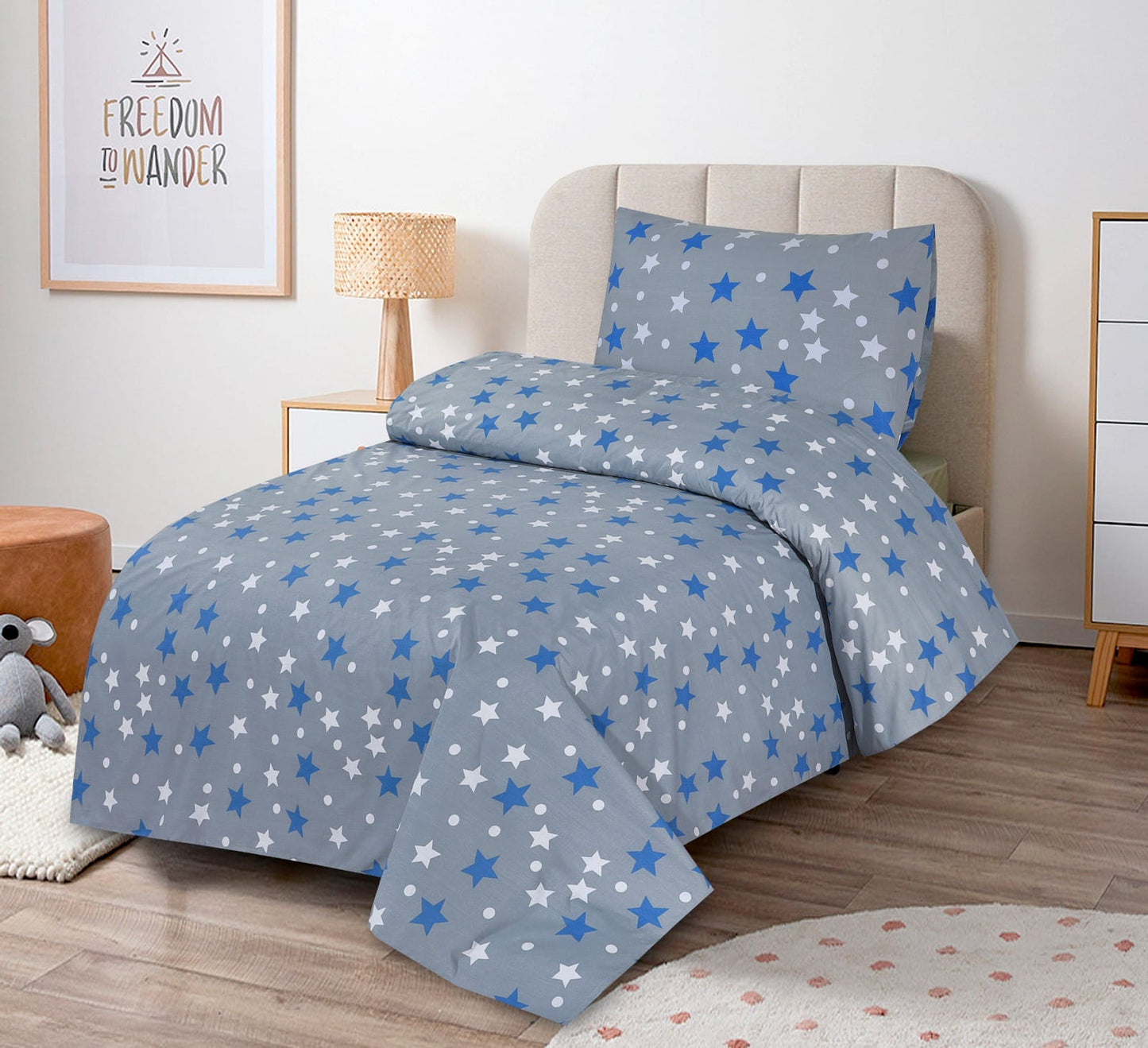 GREY STAR 3 PCS BEDSHEET SET