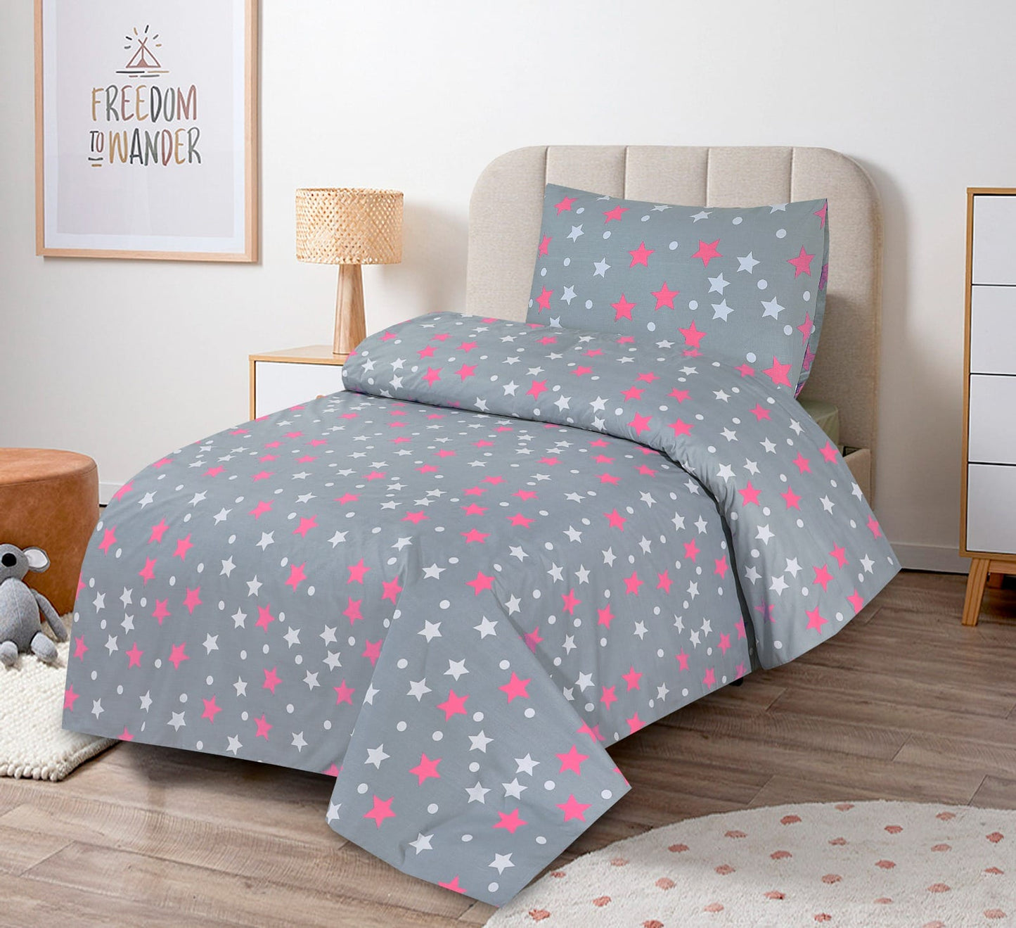 PINK STARS 3 Pcs BEDSHEET SET