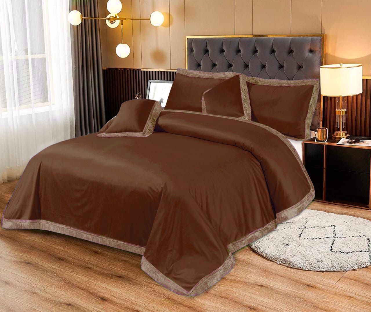 CHOCLATE BROWN 5 Pcs BEDSHEET SET