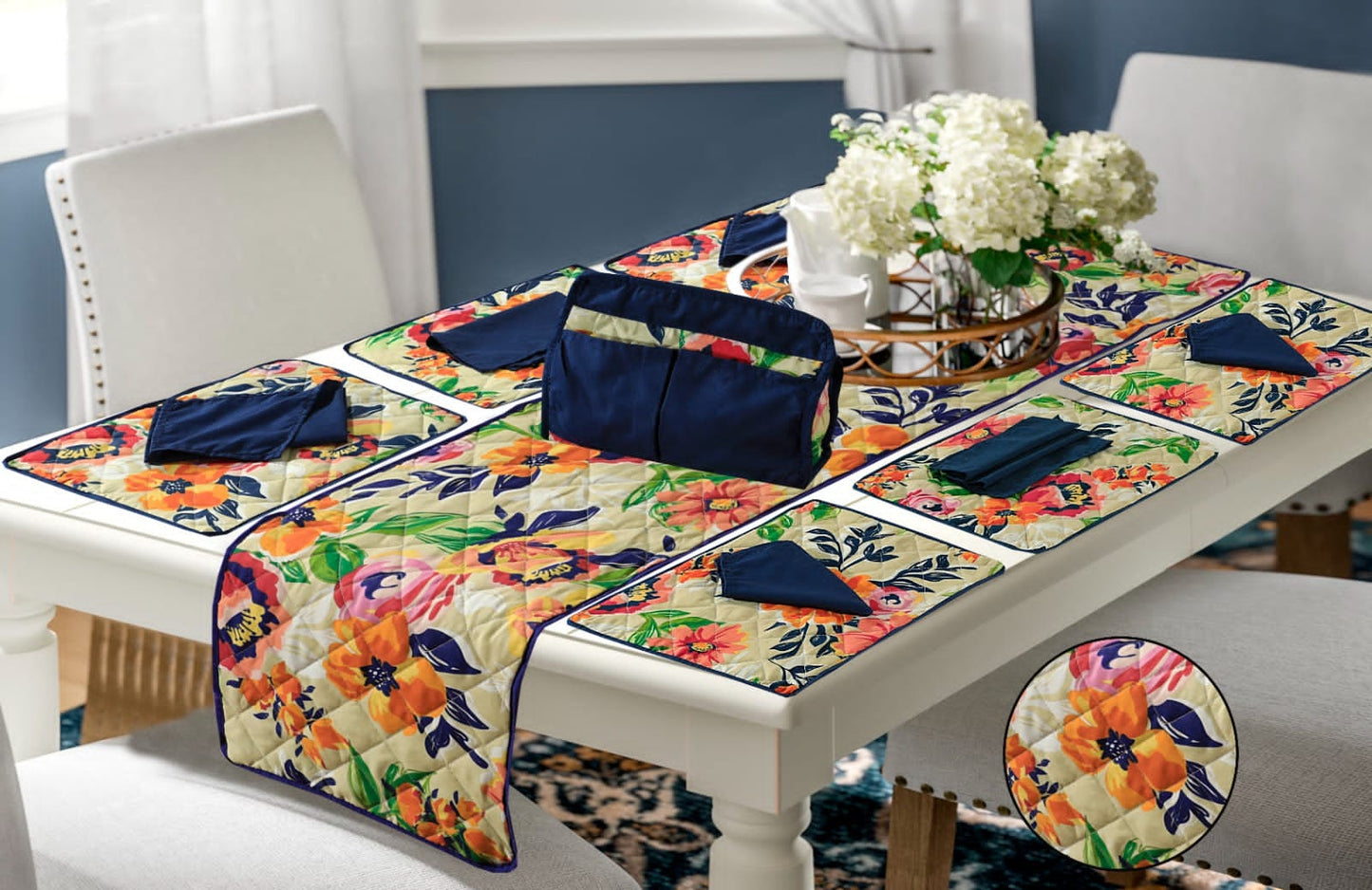 QUILTED 14 PCS TABLE RUNNER SET